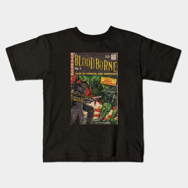 Bloodborne comic cover Kids T-Shirt by mrlieberman